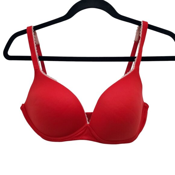 Victoria's‎ Secret Body by Victoria No-Wire Red Memory Foam Plunge Bra Size 34D - Picture 1 of 6